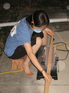 Sanding down the belly using the belt sander