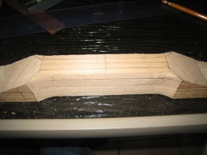 A closeup of the guidelines for sanding the handle